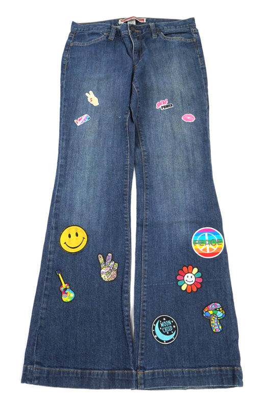 gap patched flared pants