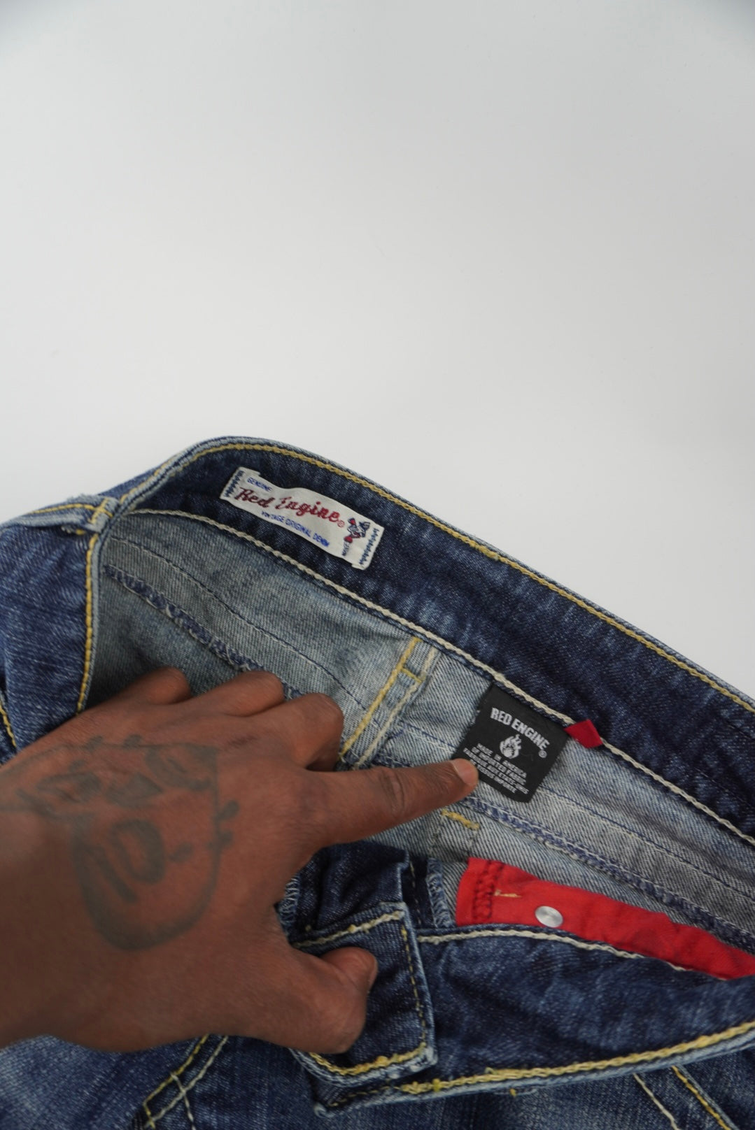 red engine straight pants