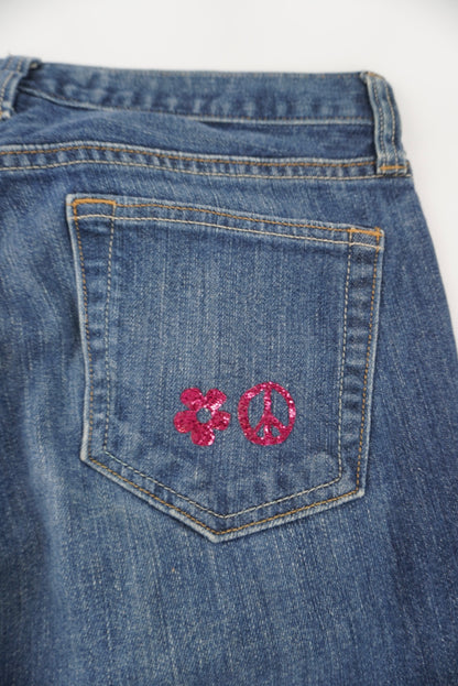 gap patched flared pants