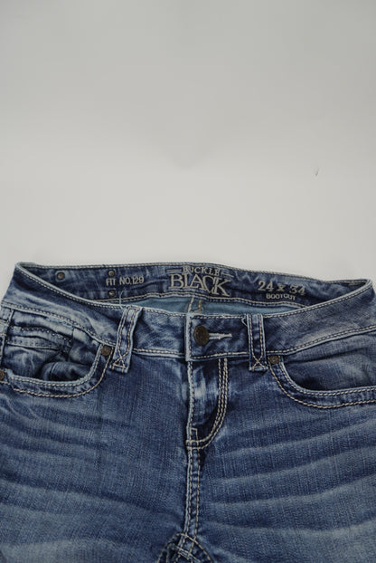 Buckle black bootcut pants