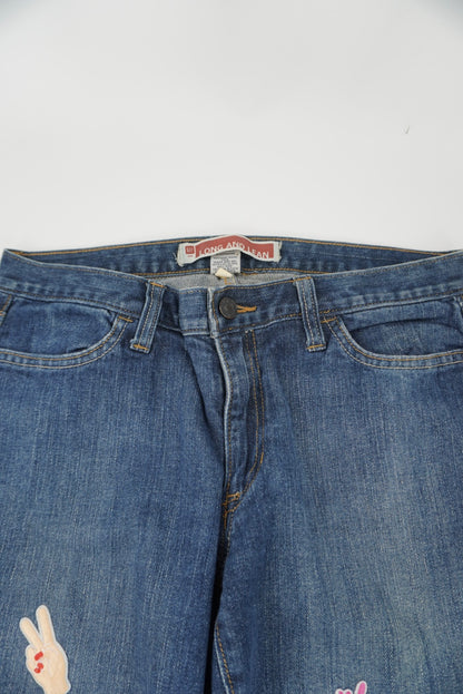 gap patched flared pants