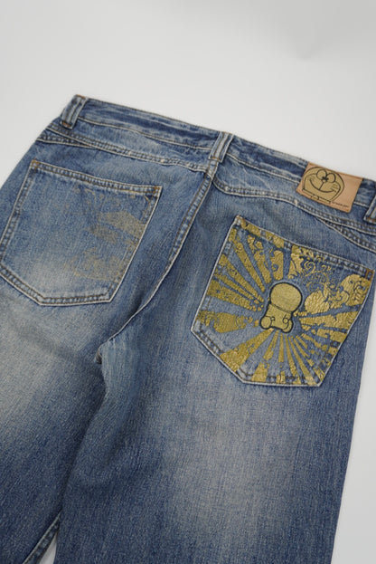 doraemon jeans straight Pants